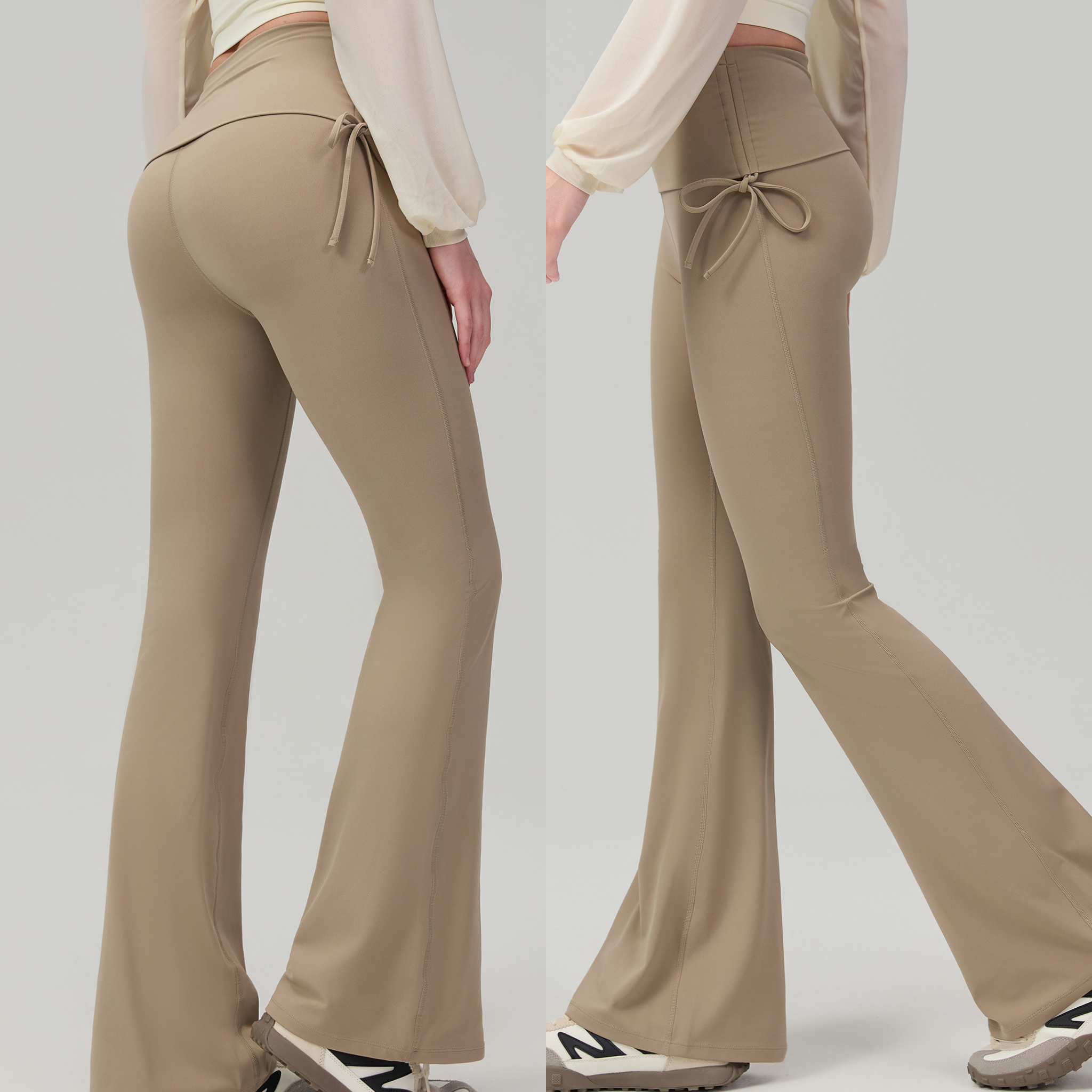 フォールドウエスト ドローストリングフレアパンツ