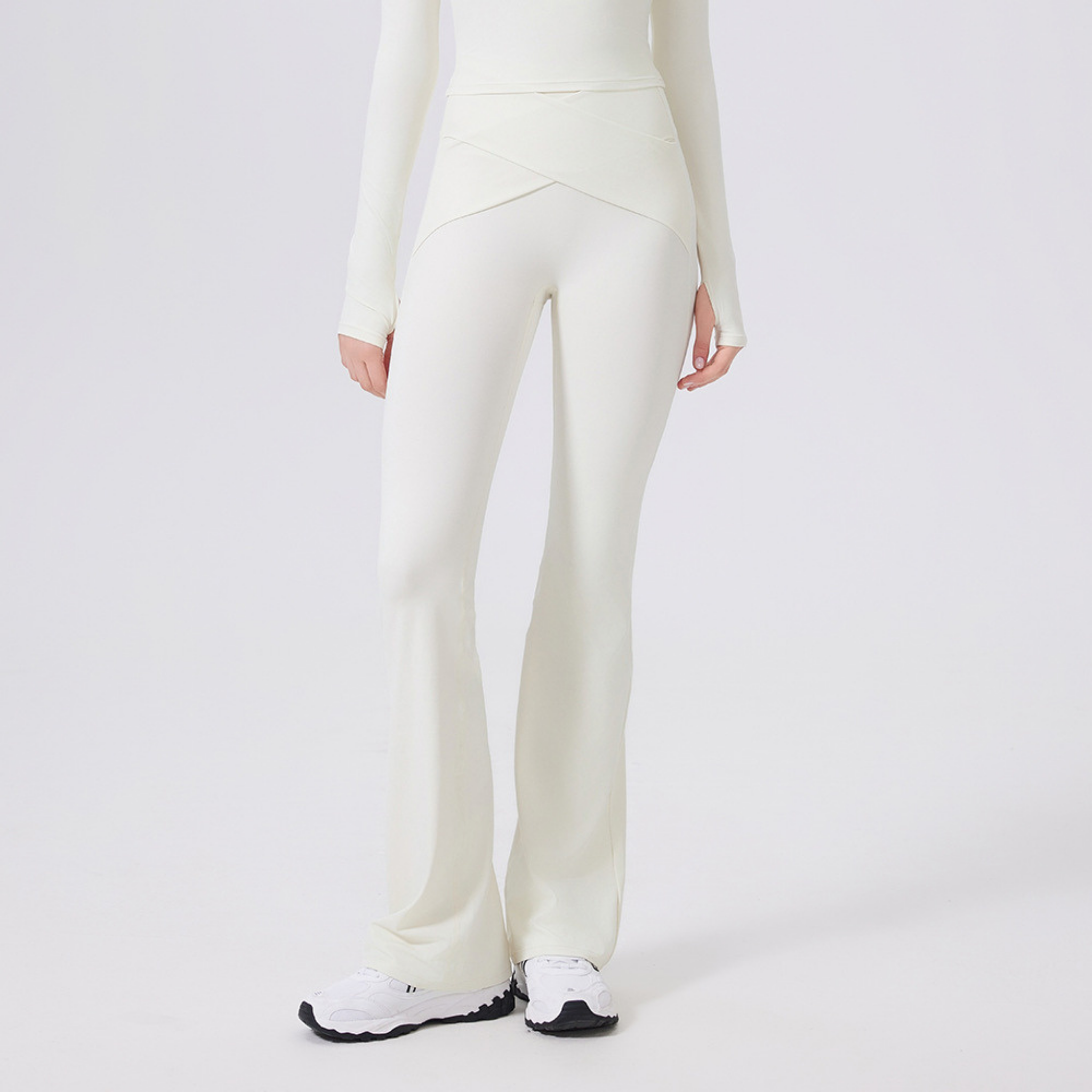 フロントクロスラップ　フレアレギンス