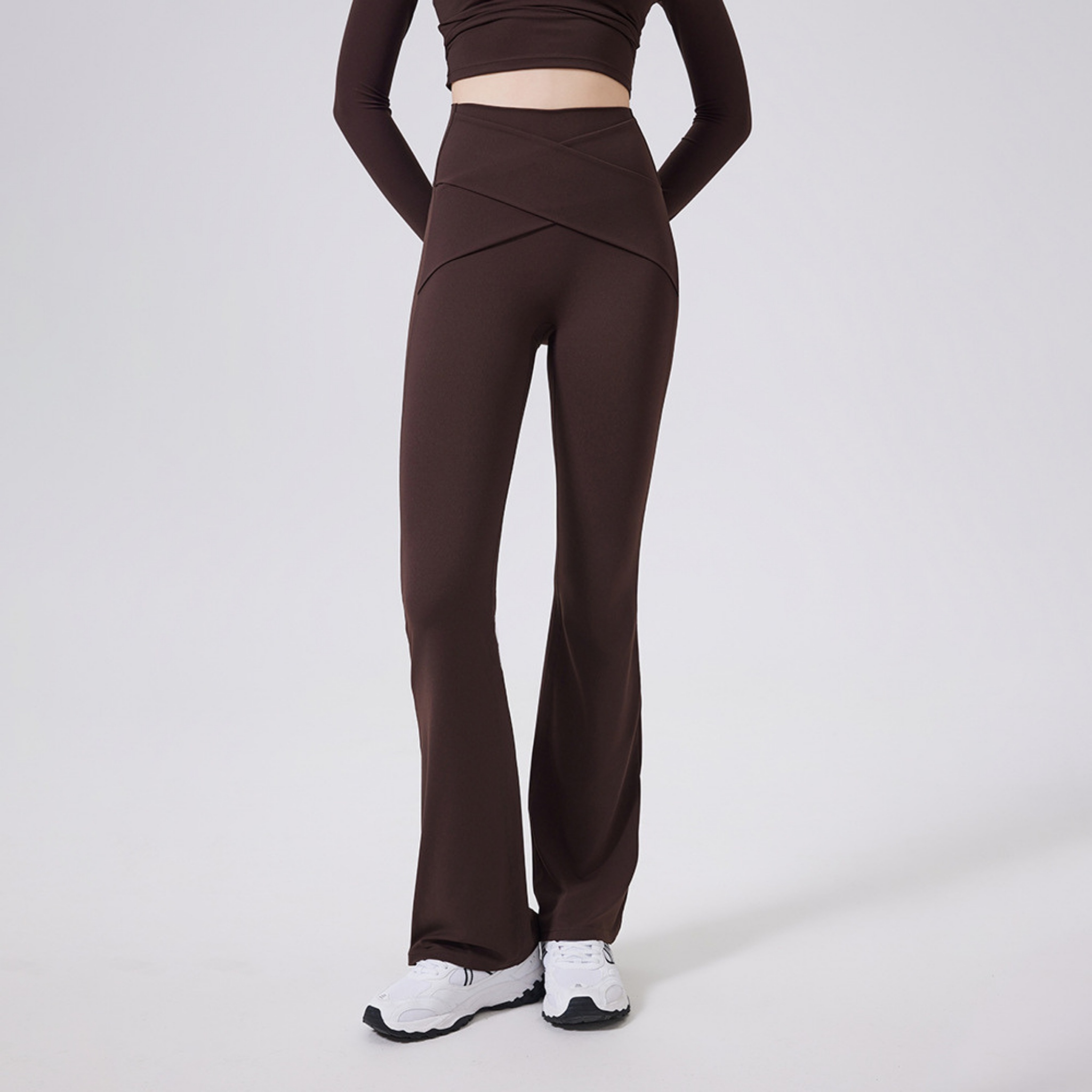 フロントクロスラップ　フレアレギンス