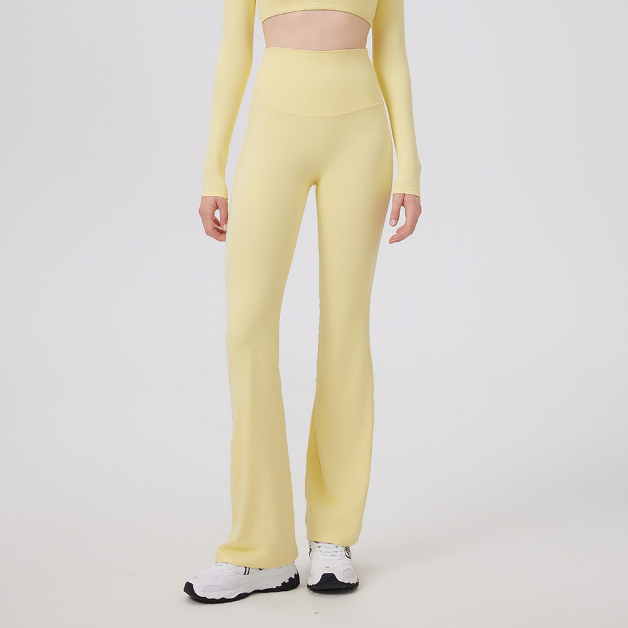 バッククロスカット　ハイウエスト　フレアレギンス