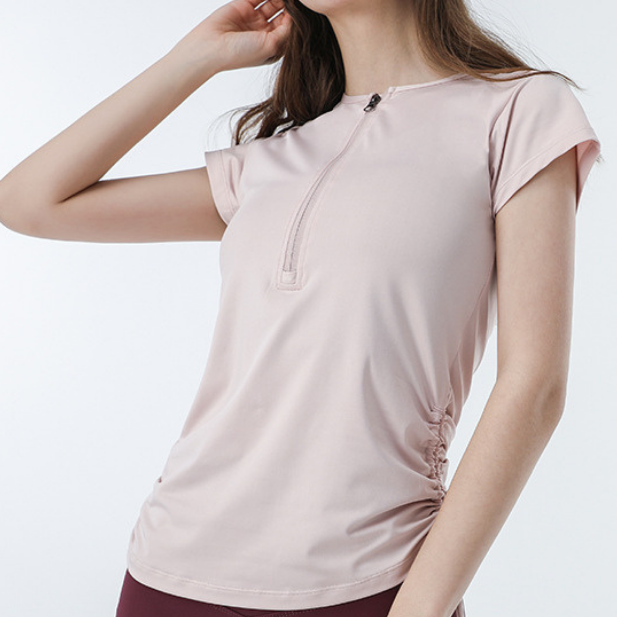 フロントジップ　タイトドローストリング　Tシャツ