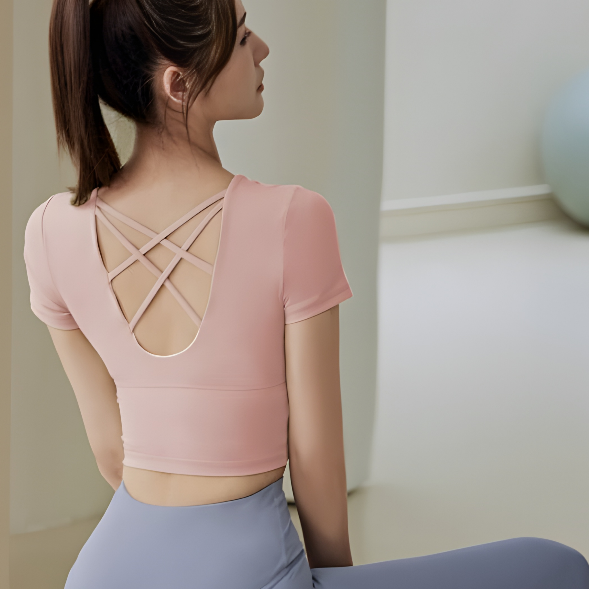 バッククロスフィットネスシャツ