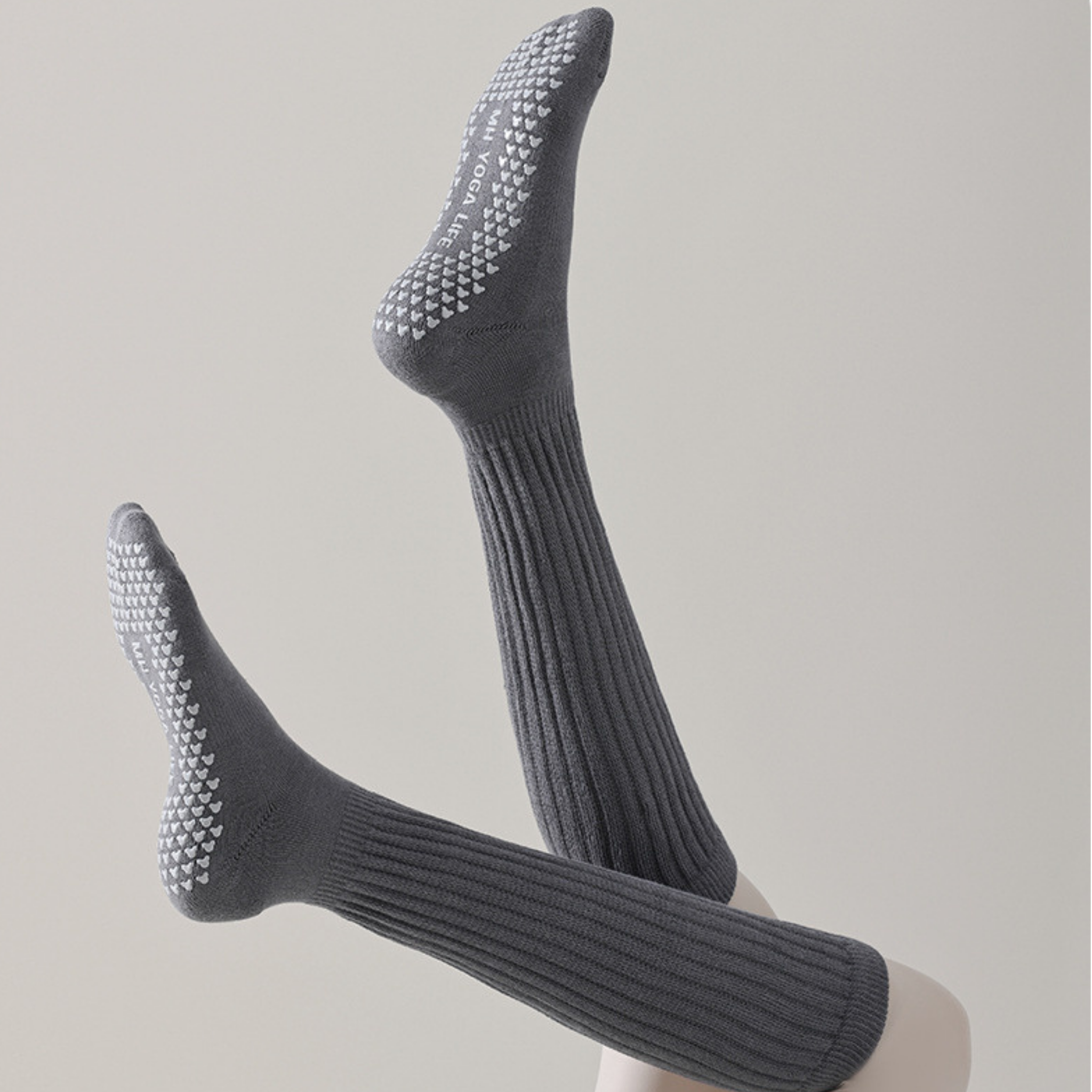 厚手　滑り止め付き　ハイソックス