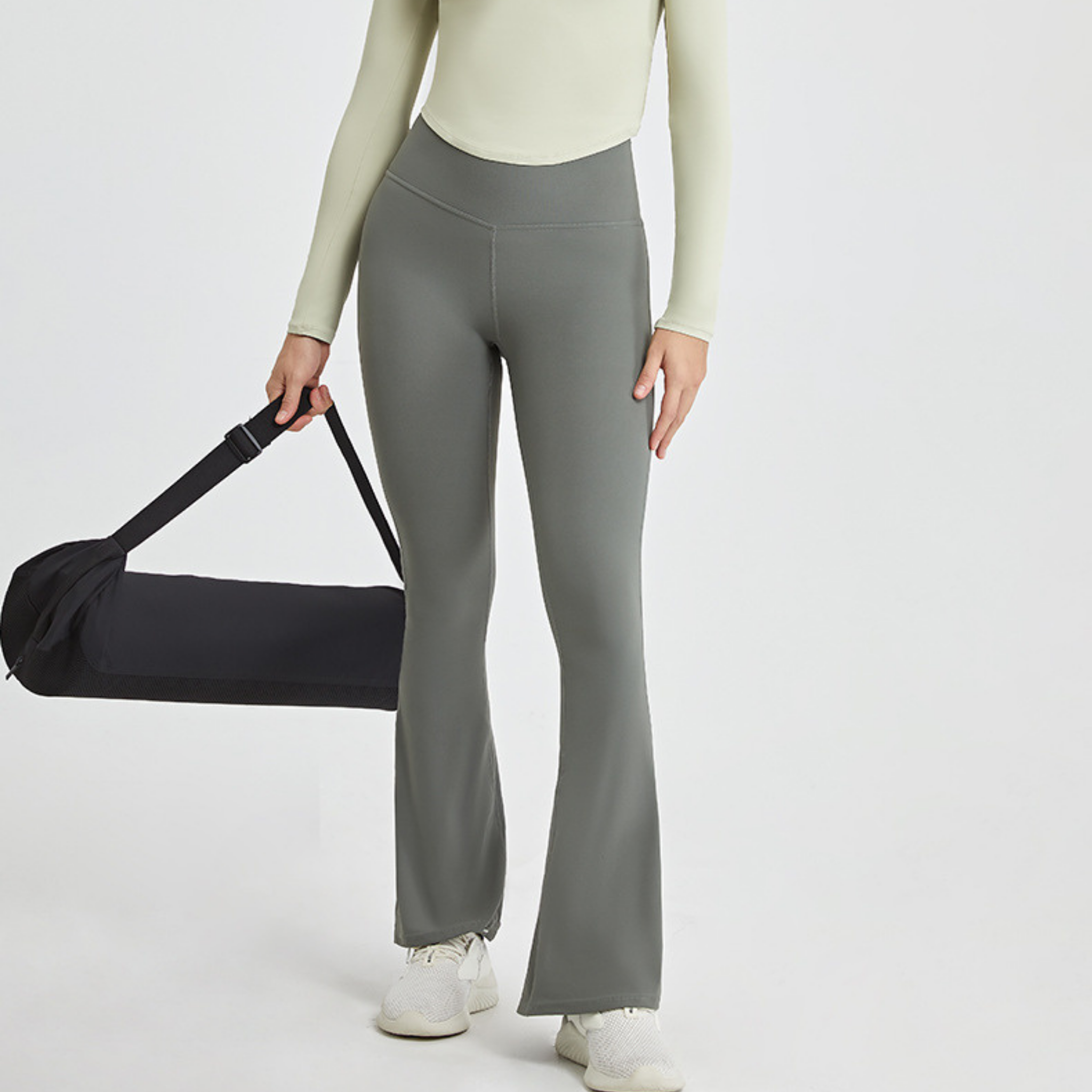 ウエストクロス　ロングフレアパンツ　