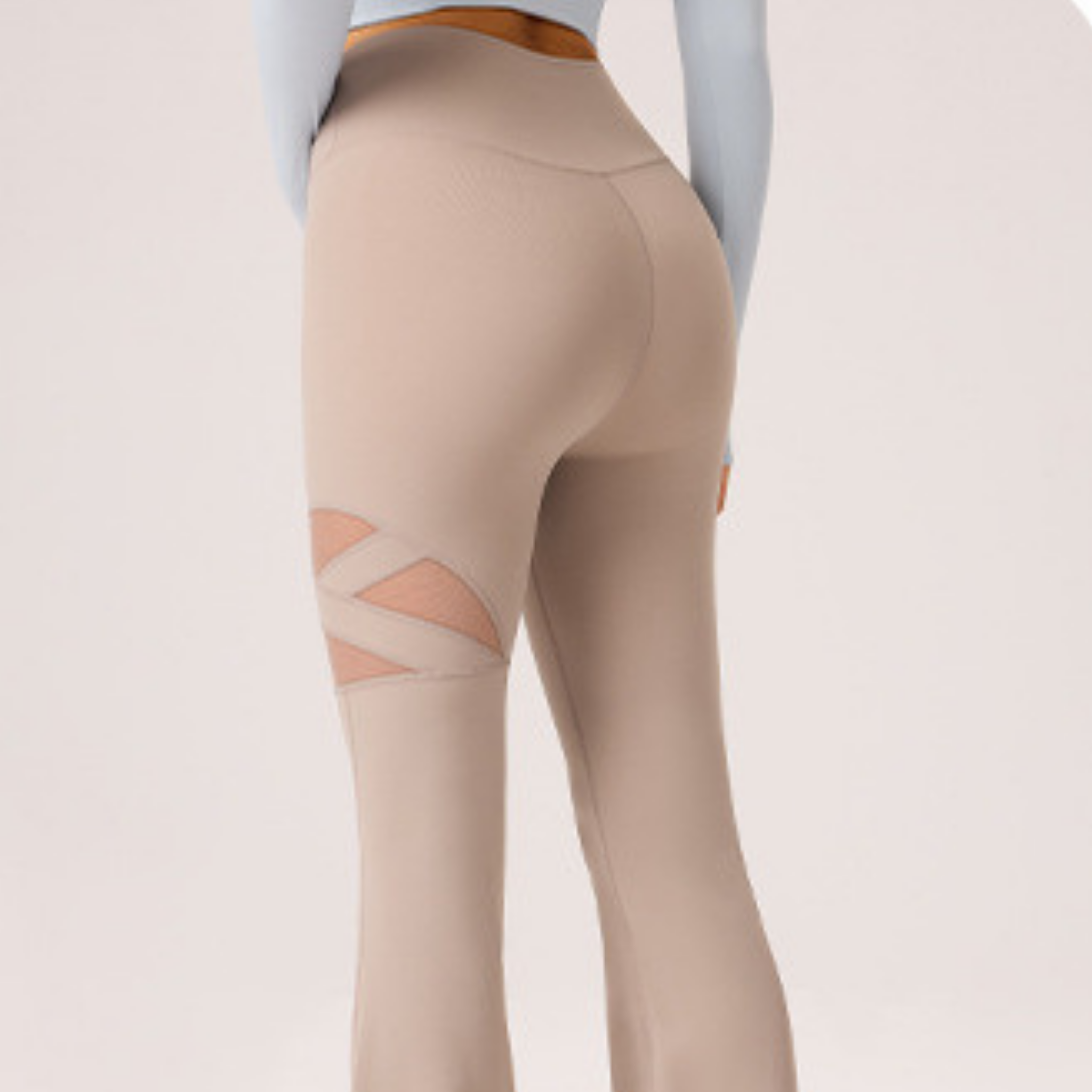 ワンポイントメッシュ　フレアレギンス