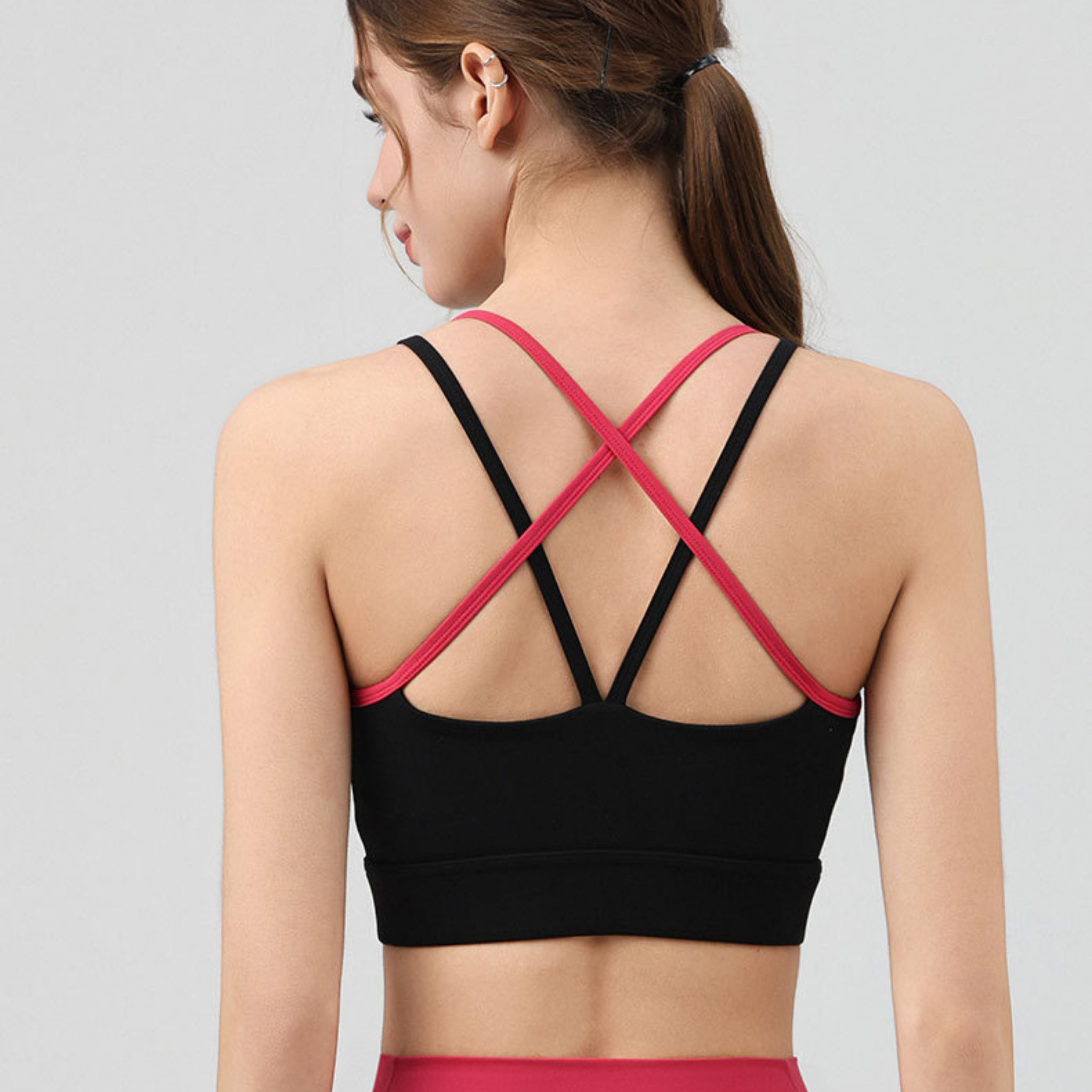 コントラストカラー　ダブルストラップ　スポーツブラ