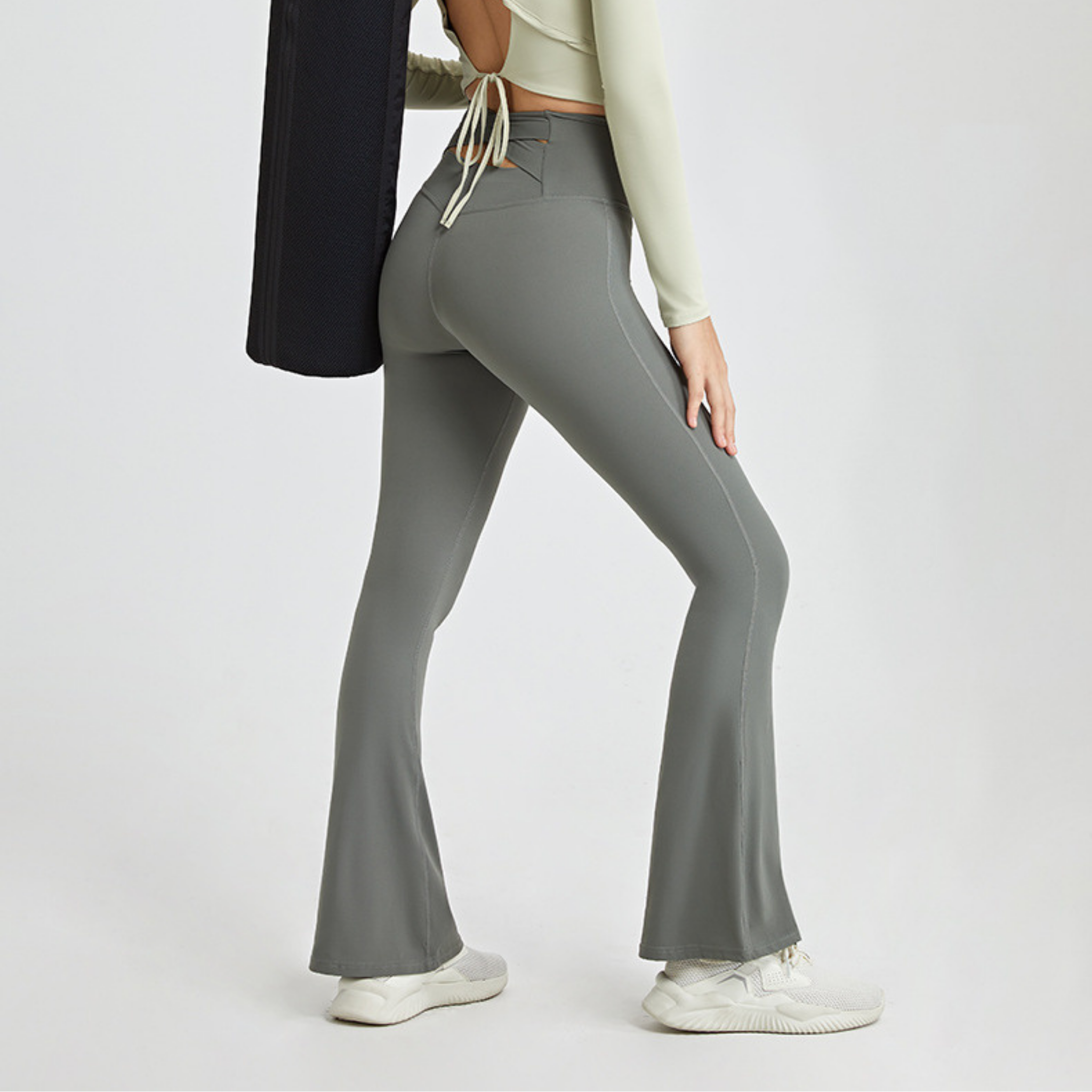 ウエストクロス　ロングフレアパンツ　