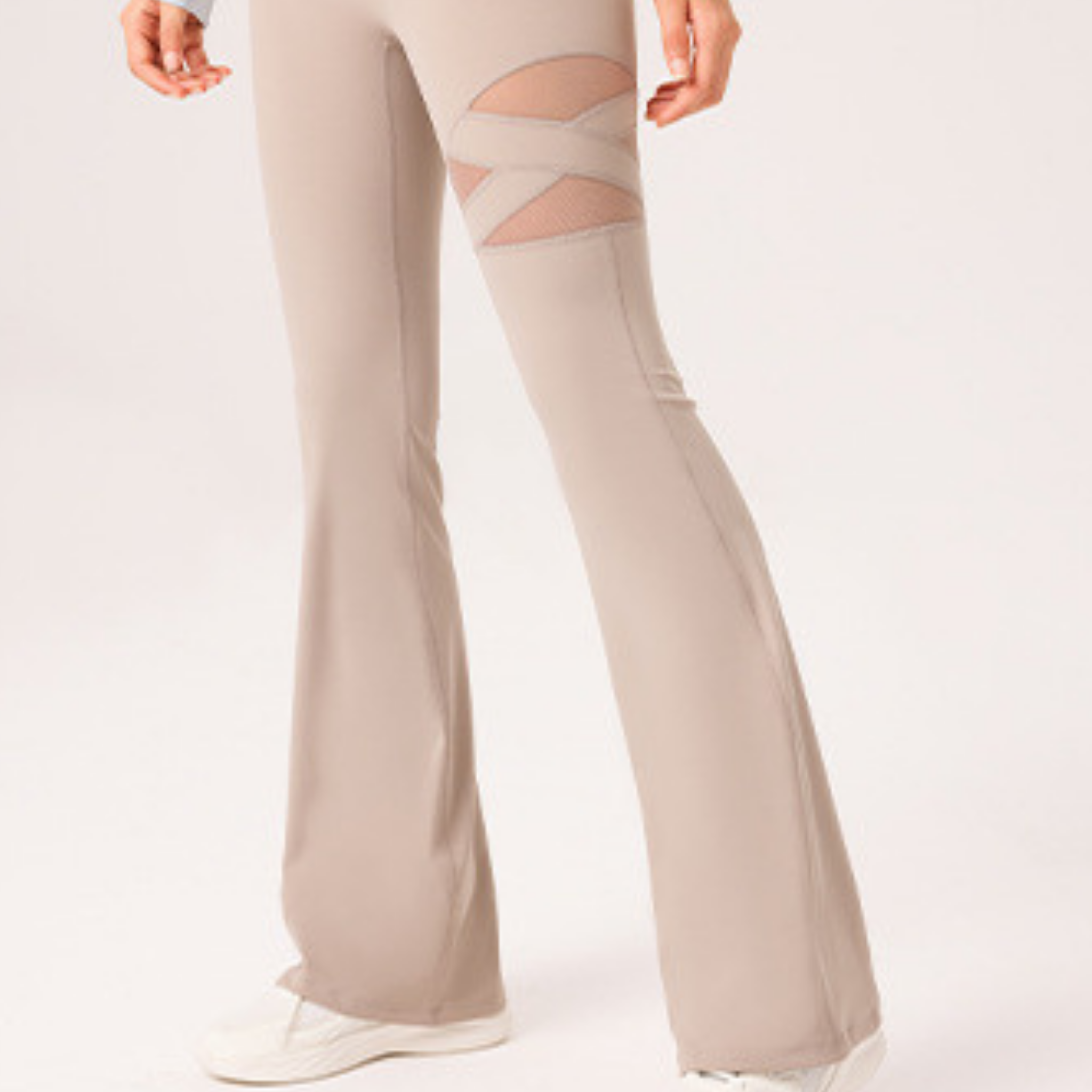 ワンポイントメッシュ　フレアレギンス