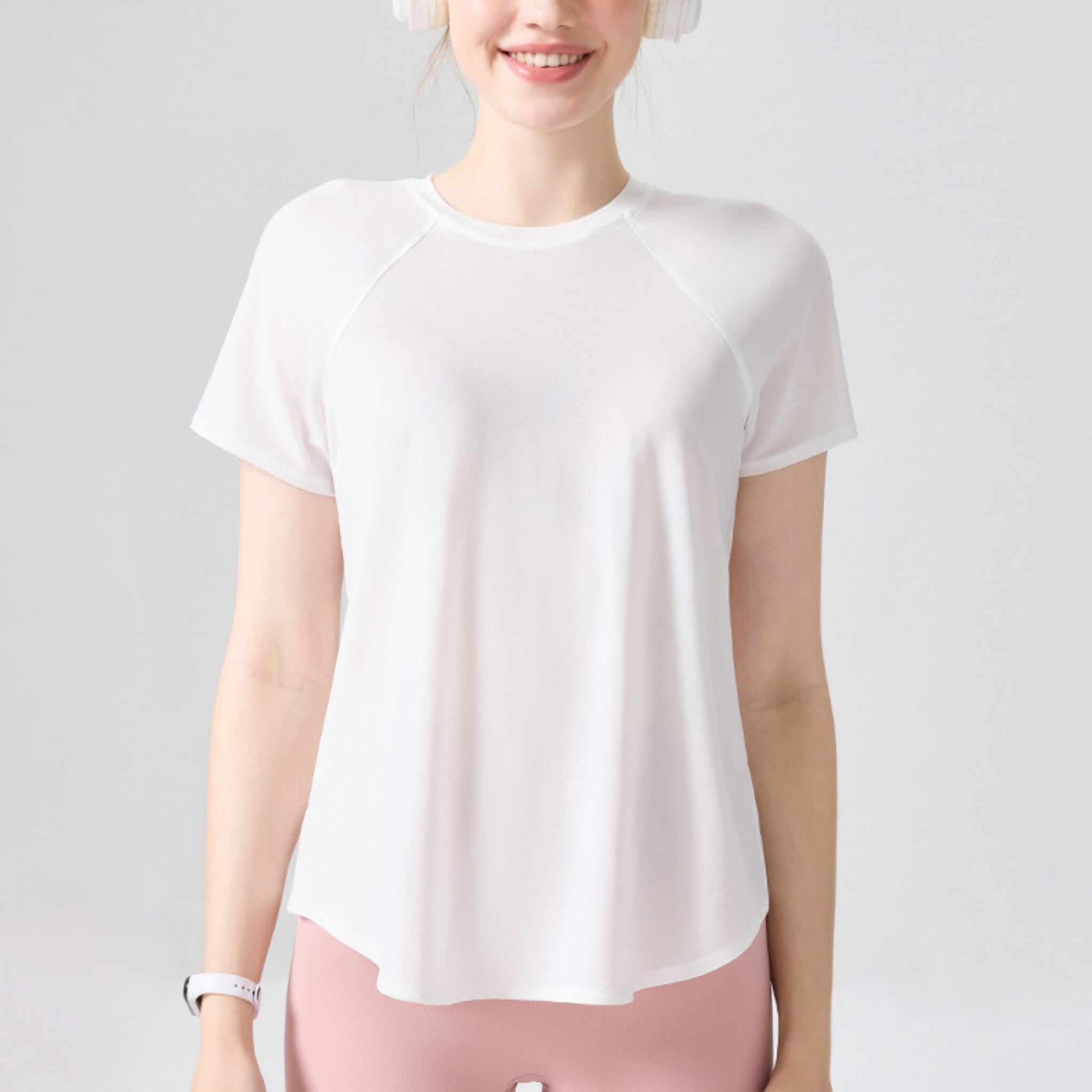 メッシュバック　シンプル半袖トップス