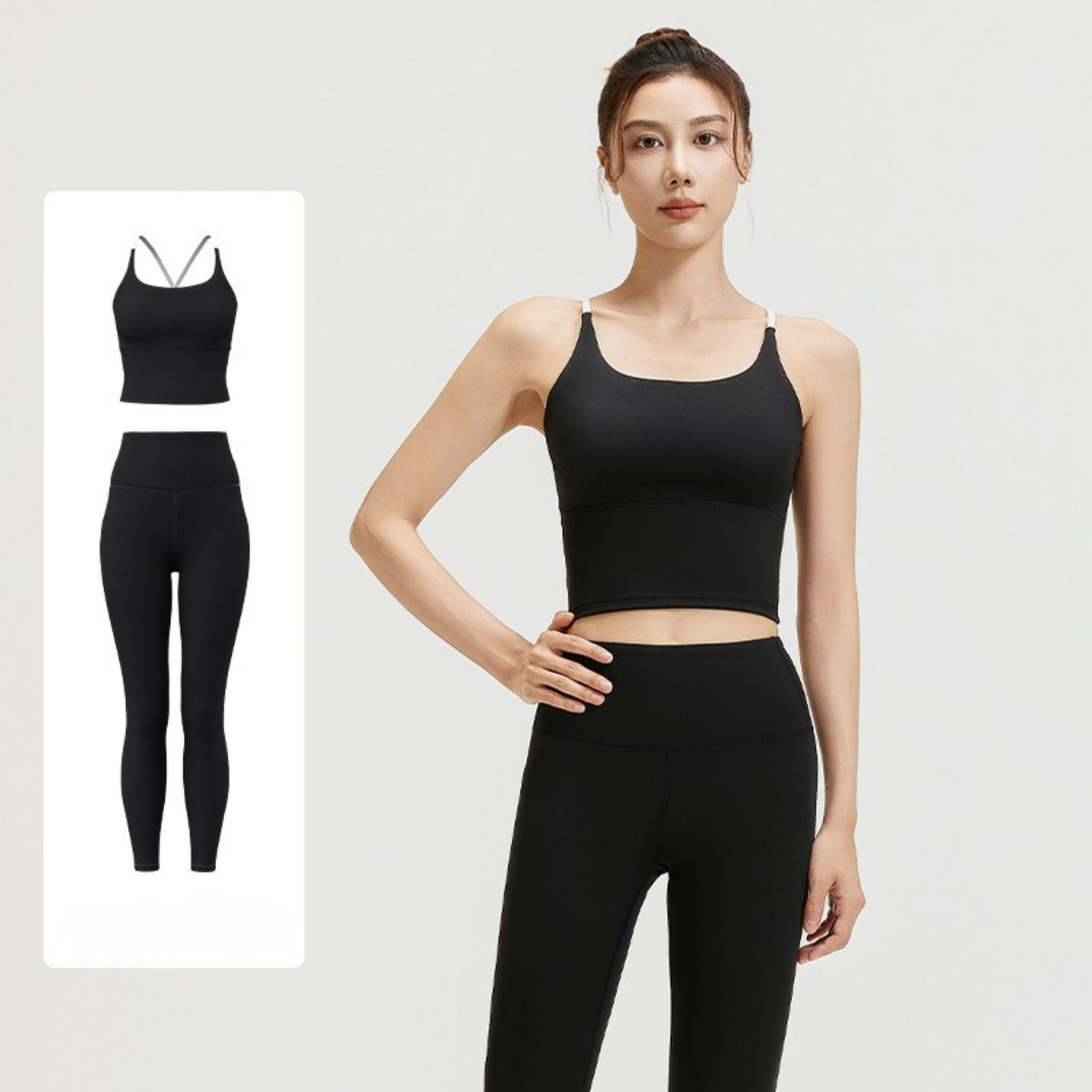 バッククロスシンプルブラトップ　＆　シンプルレギンス