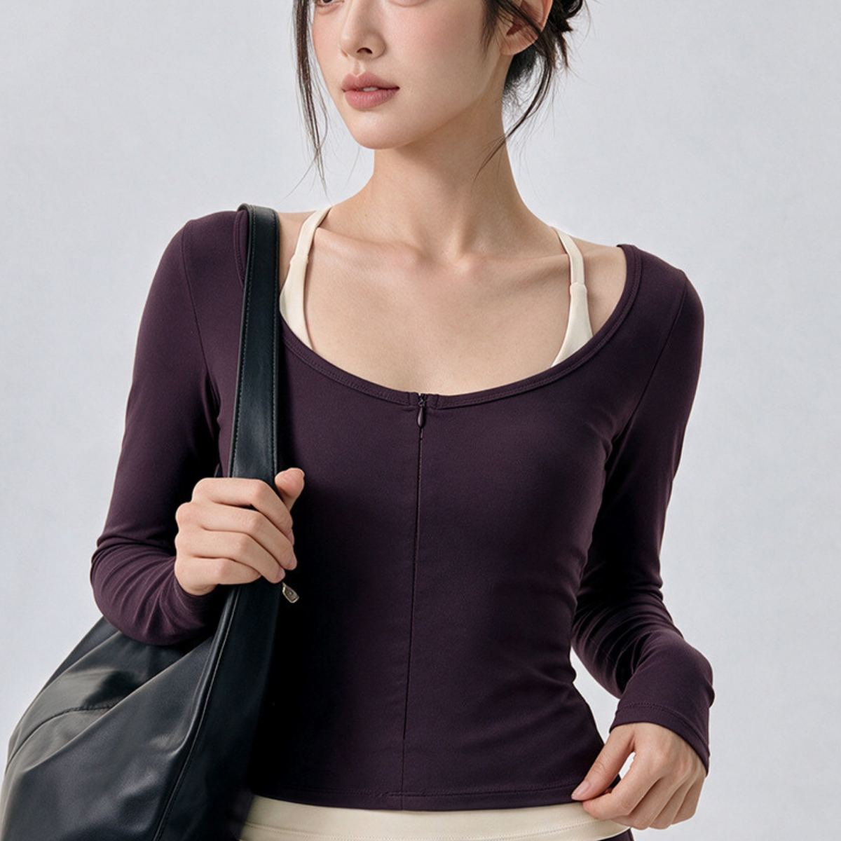 Uネック ジップロングスリーブトップス 商品画像 11｜LEANY