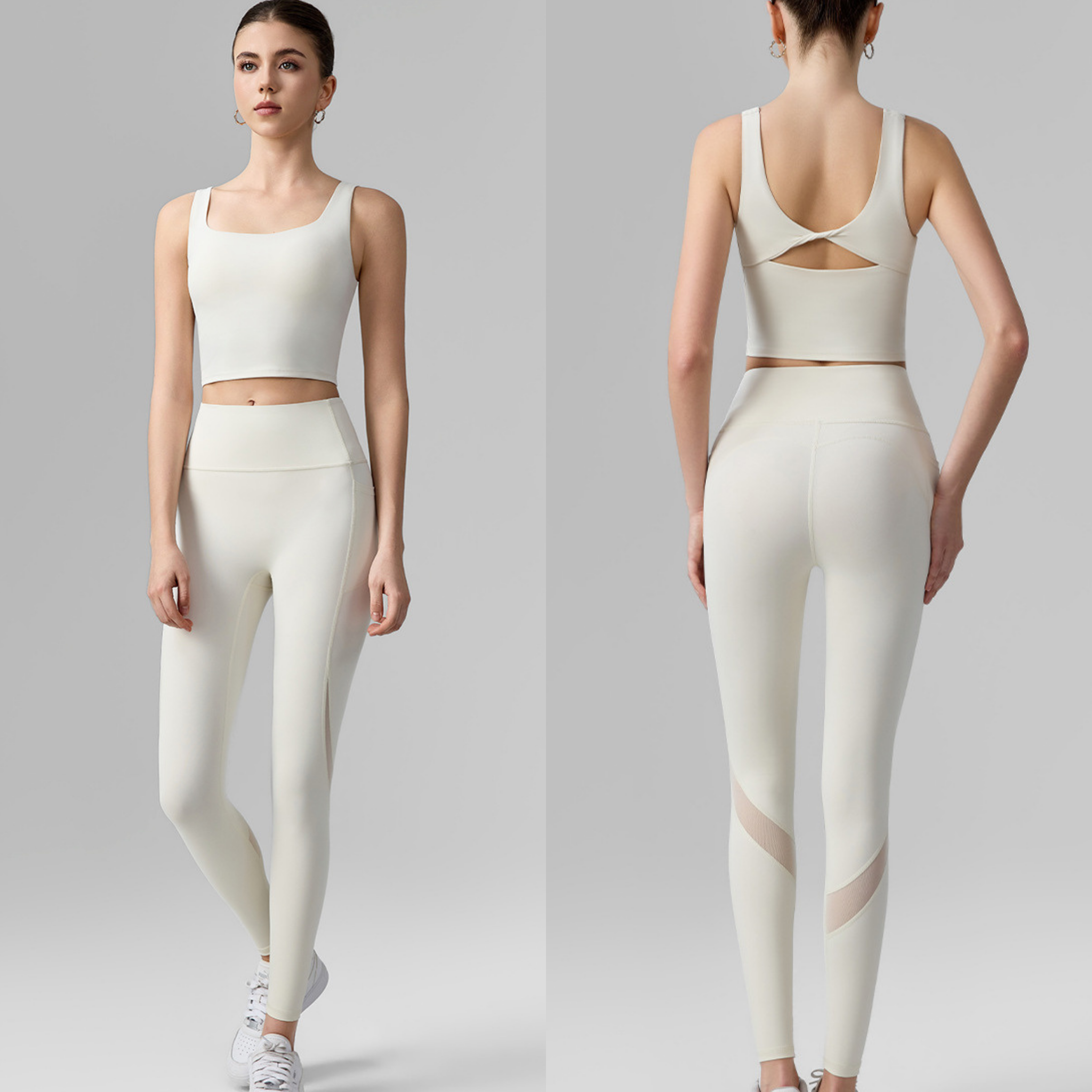 バックツイスト　スポーツブラ＆メッシュスラッシュ　レギンス　セット