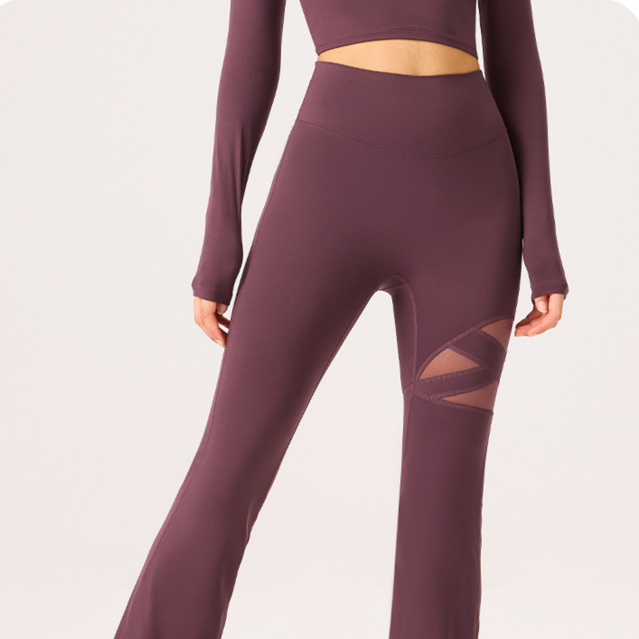 ワンポイントメッシュ　フレアレギンス