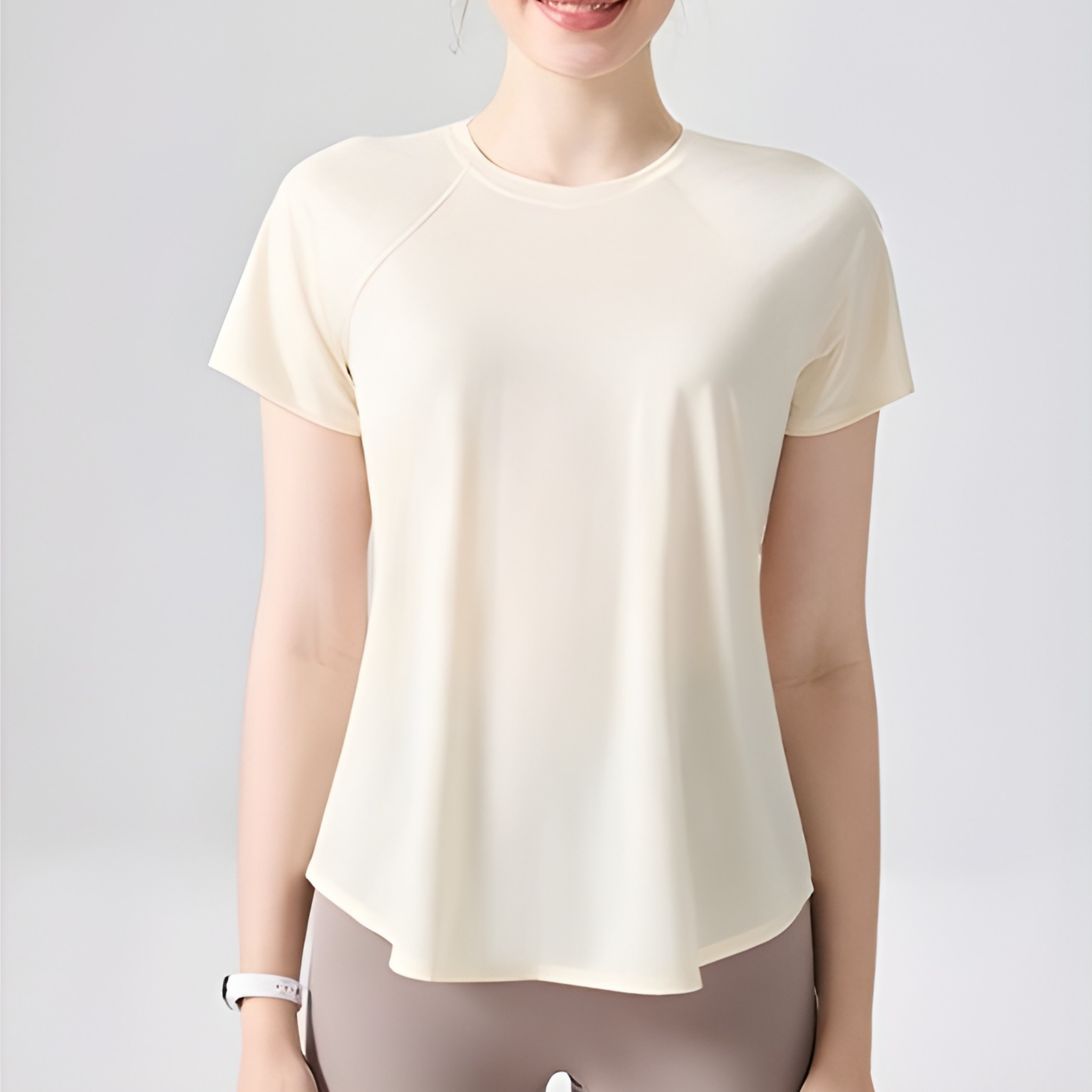 メッシュバック　シンプル半袖トップス