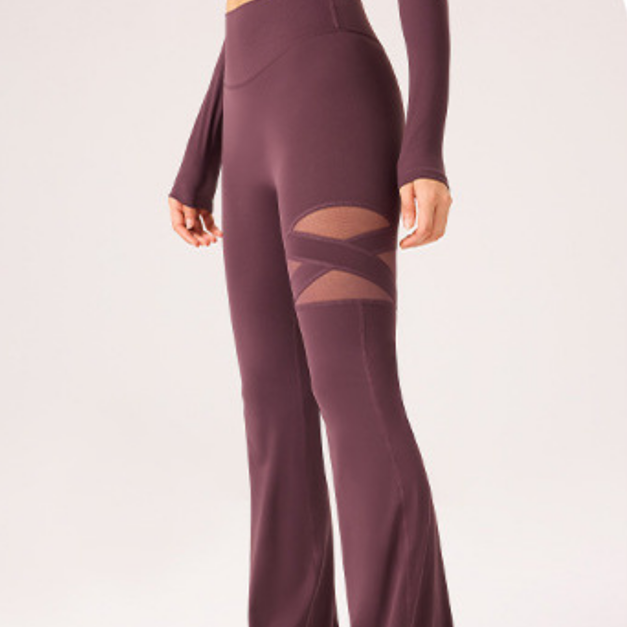 ワンポイントメッシュ　フレアレギンス